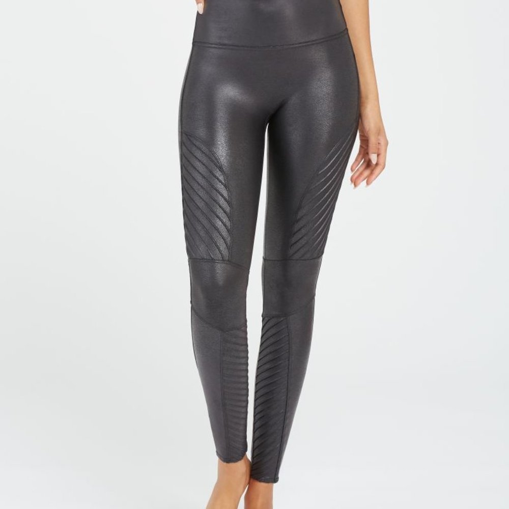 Spanx Faux Leather Moto Leggings, Black, Medium